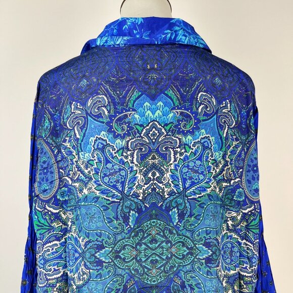 NWOT John Mark Floral Long Sleeve Button-Down Top Blouse Shirt Size L - Picture 6 of 13